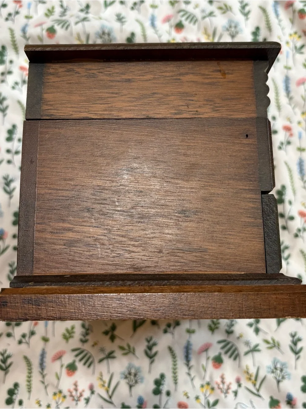 Wood Jewelry Box with Yellow Velvet Lining